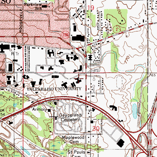 Topographic Map of Gellersen Center, IN