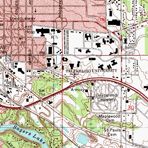 Topographic Map of Linwood House, IN