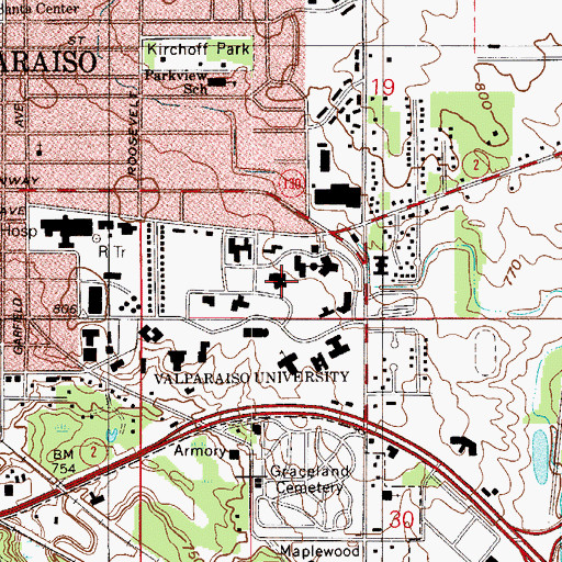 Topographic Map of Neils Science Center, IN