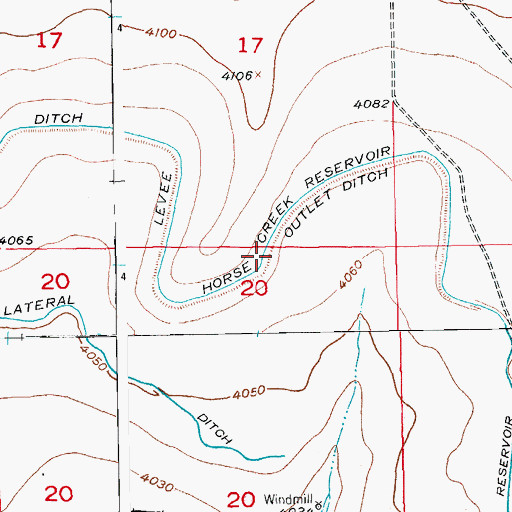 Topographic Map of Horse Creek Reservoir Outlet Ditch, CO