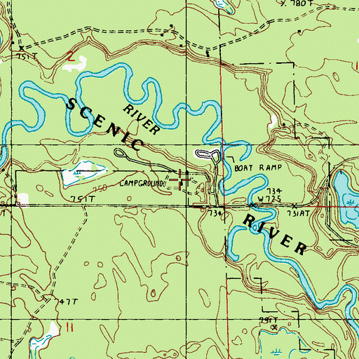 Topographic Map of Bowman Bridge Campground, MI