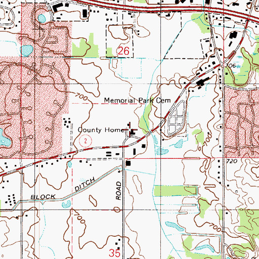 Topographic Map of Porter County Home, IN