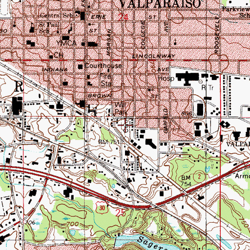Topographic Map of Union Street Cemetery, IN