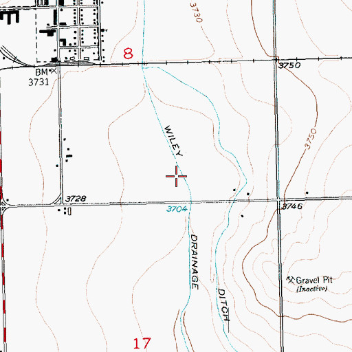 Topographic Map of Wiley Drainage Ditch, CO