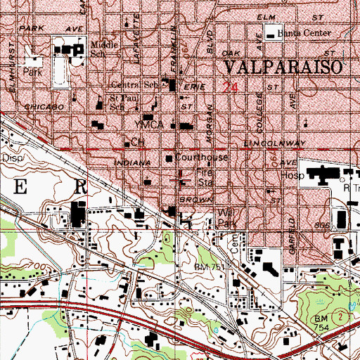 Topographic Map of Old Jail Museum, IN