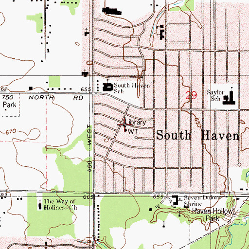 Topographic Map of South Haven Branch Porter County Public Library, IN