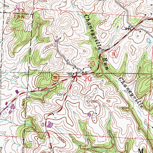 Topographic Map of Cheneyville Post Office (historical), OH