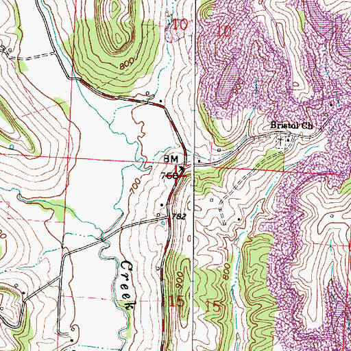 Topographic Map of Cloud Post Office (historical), OH