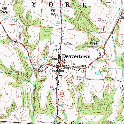 Topographic Map of Deavertown Post Office (historical), OH