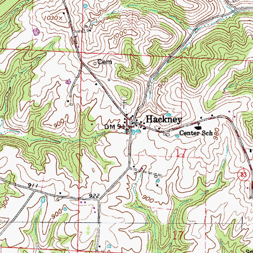 Topographic Map of Hackney Post Office (historical), OH