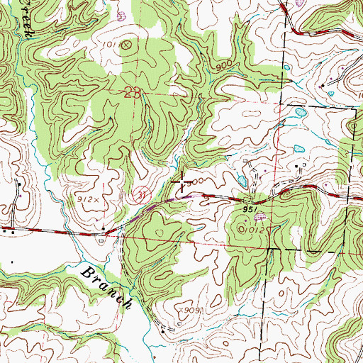 Topographic Map of Halls Valley Post Office (historical), OH