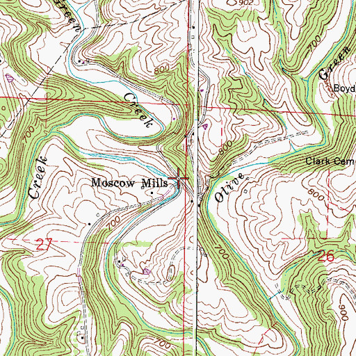 Topographic Map of Moscow Mills Post Office (historical), OH