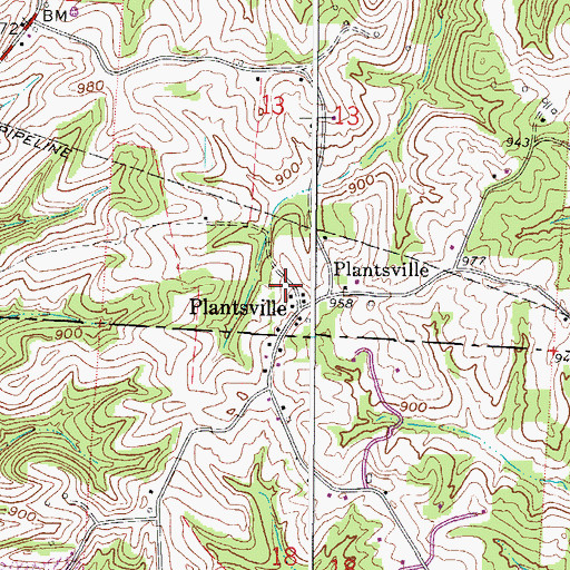 Topographic Map of Plantsville Post Office (historical), OH