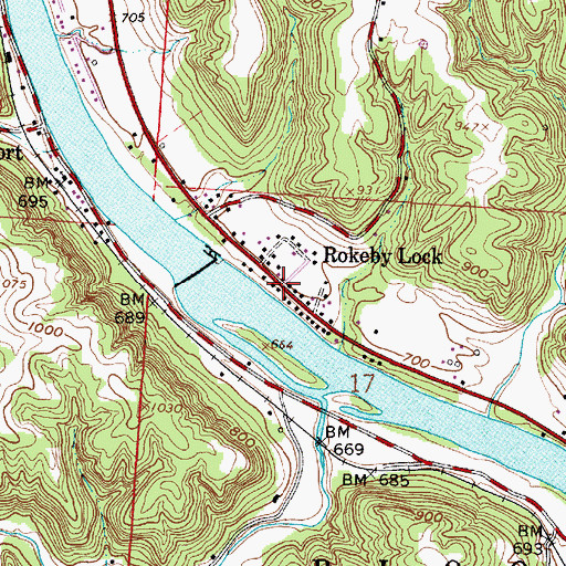 Topographic Map of Rokeby Lock Post Office (historical), OH