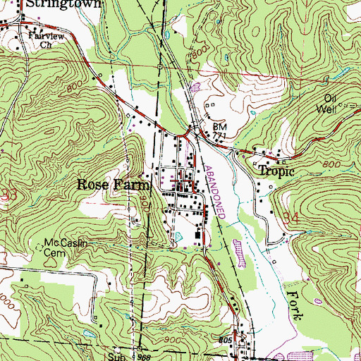 Topographic Map of Rose Farm Post Office (historical), OH
