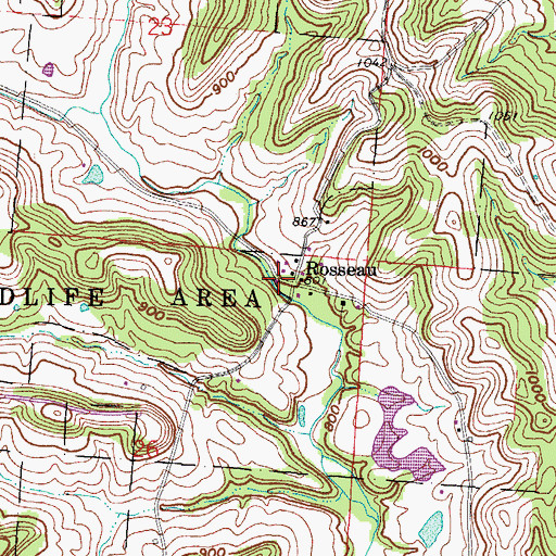 Topographic Map of Rosseau Post Office (historical), OH
