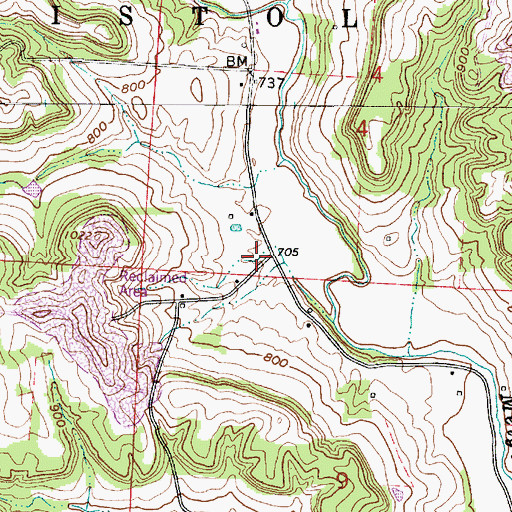 Topographic Map of Rowland Post Office (historical), OH