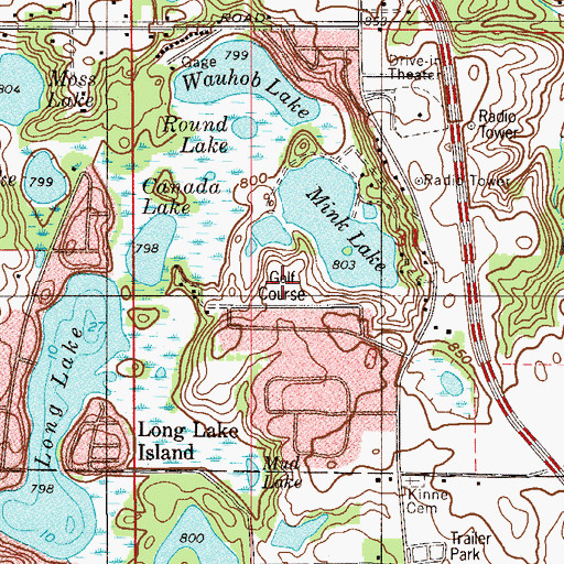 Topographic Map of Mink Lake Golf Course, IN