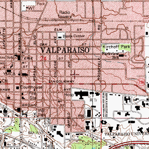 Topographic Map of Assembly of God Church, IN