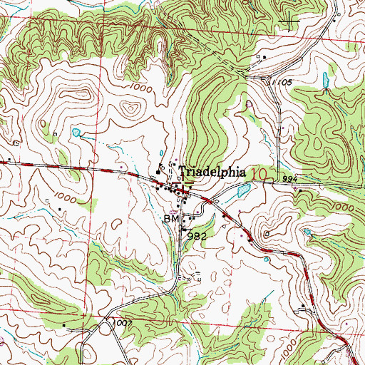 Topographic Map of Triadelphia Post Office (historical), OH