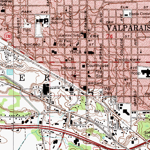 Topographic Map of Nazarene Church (historical), IN