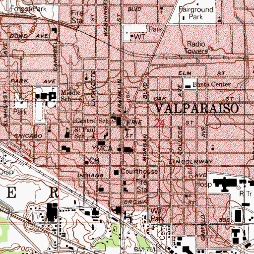 Topographic Map of Saint Andrew's Episcopal Church, IN