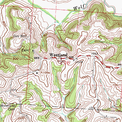 Topographic Map of Westland Post Office (historical), OH