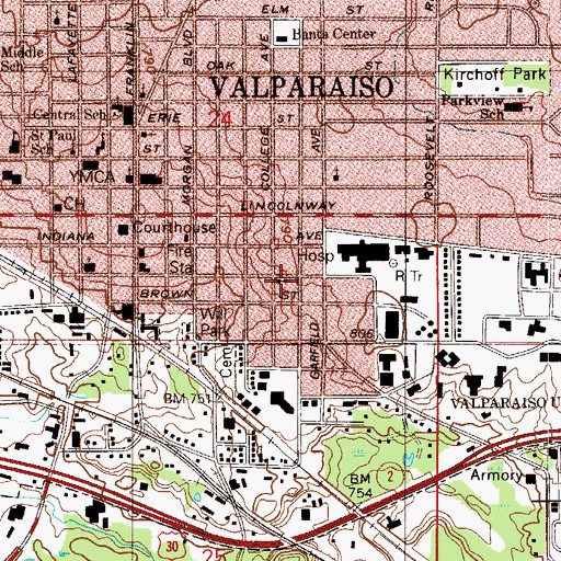 Topographic Map of Wesleyan Methodist Church, IN