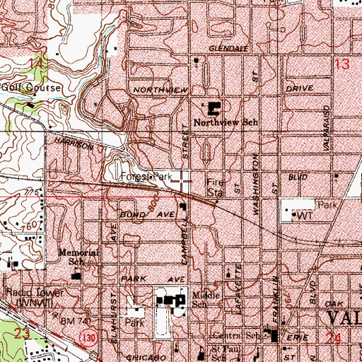 Topographic Map of Ogden Gardens, IN