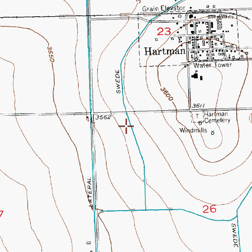 Topographic Map of Swede Lateral, CO