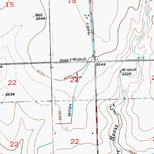 Topographic Map of Hart Lateral, CO