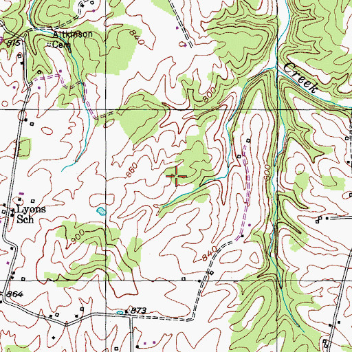 Topographic Map of Lyon Cemetery, KY