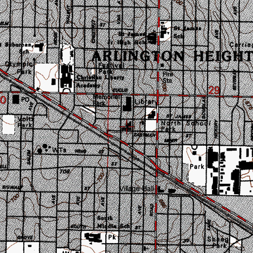 Topographic Map of First Presbyterian Church, IL