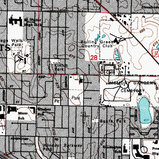 Topographic Map of First United Methodist Church, IL