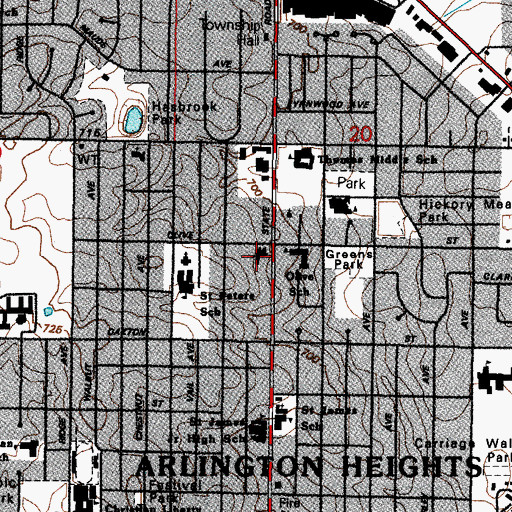 Topographic Map of Our Saviour's Lutheran Church, IL