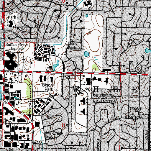 Topographic Map of Living Christ Lutheran Church, IL
