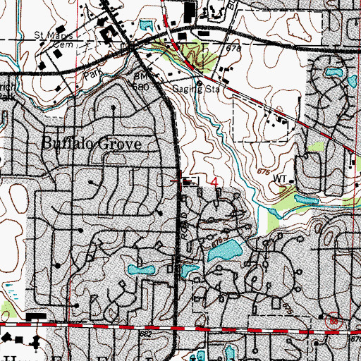 Topographic Map of Village Baptist Church, IL