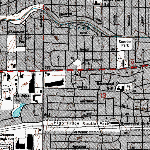 Topographic Map of Golf Road Baptist Church, IL