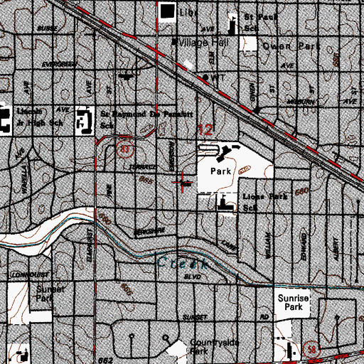 Topographic Map of South Community Church, IL