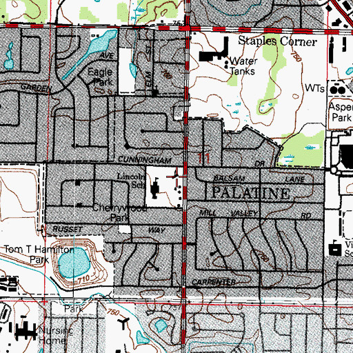 Topographic Map of Prince of Peace Lutheran Church, IL