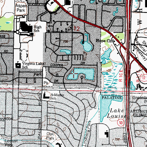 Topographic Map of Virginia Lake, IL
