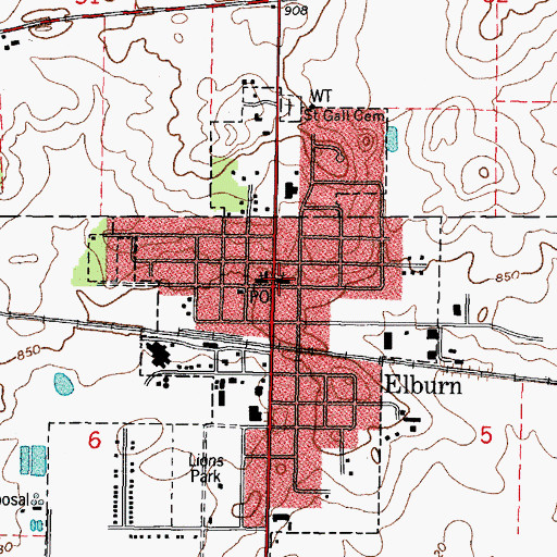 Topographic Map of Community Congregational Church, IL