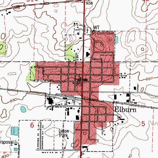 Topographic Map of Saint Gall's Church, IL