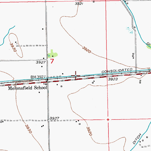 Topographic Map of Consolidated Ditch, CO