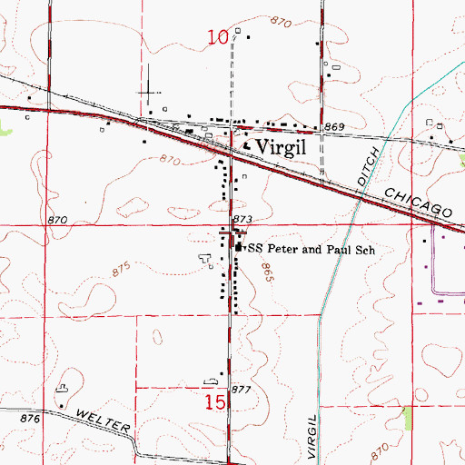 Topographic Map of Saints Peter and Paul Church, IL