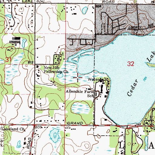 Topographic Map of Cedar Lake Bog Nature Preserve, IL