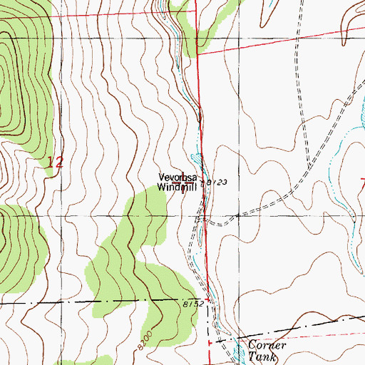Topographic Map of Bevorosa Windmill, NM