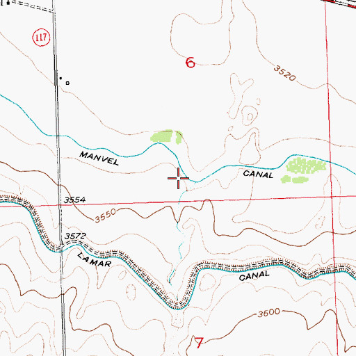 Topographic Map of Manvel Canal, CO