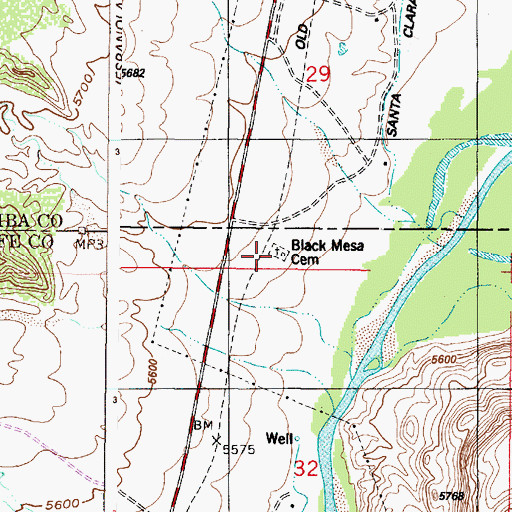 Topographic Map of Black Mesa Cemetery, NM