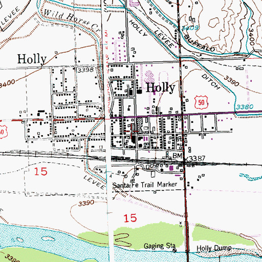 Topographic Map of Holly, CO